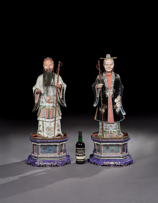 A pair of Chinese export polychrome decorated clay nodding figures | MasterArt